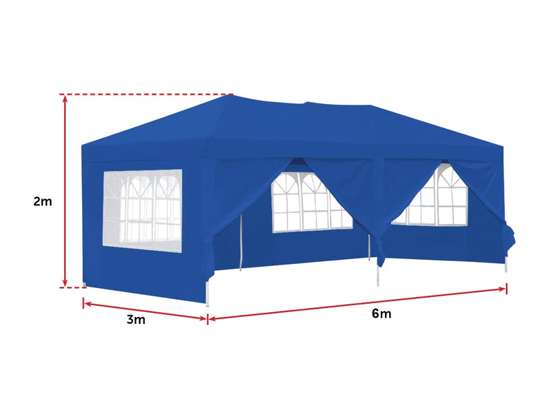 3x6m Gazebo Outdoor Marquee Tent Canopy Blue