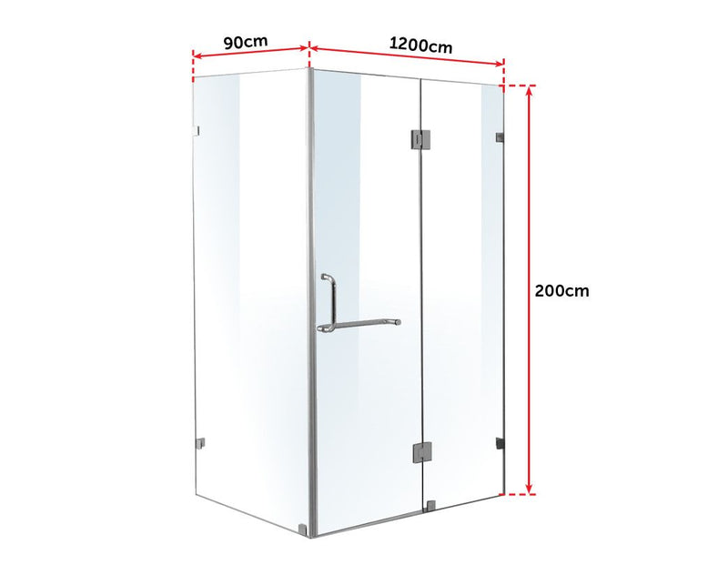 1200 x 900mm Frameless 10mm Glass Shower Screen By Della Francesca