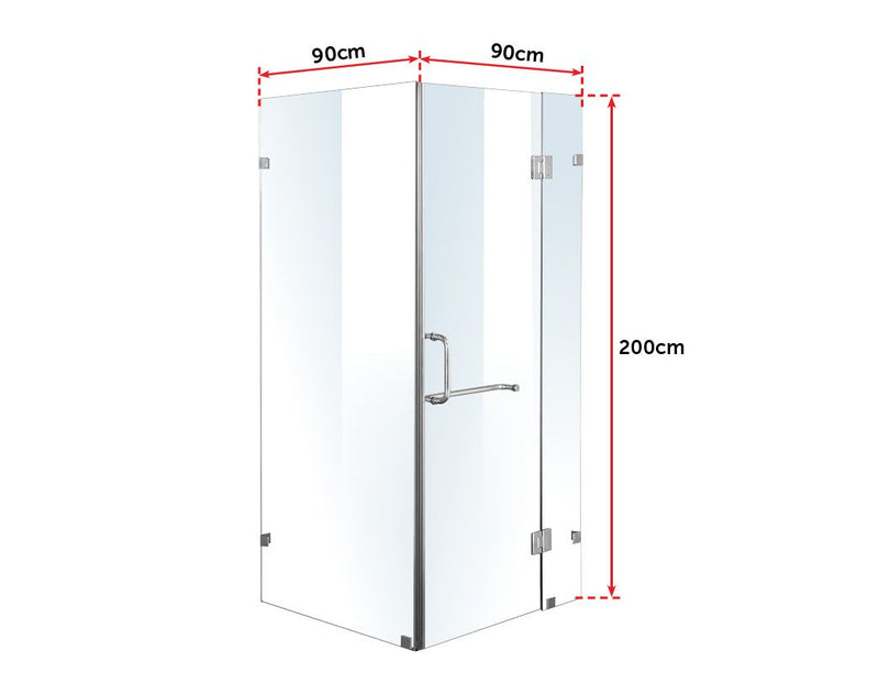 900 x 900mm Frameless 10mm Glass Shower Screen By Della Francesca