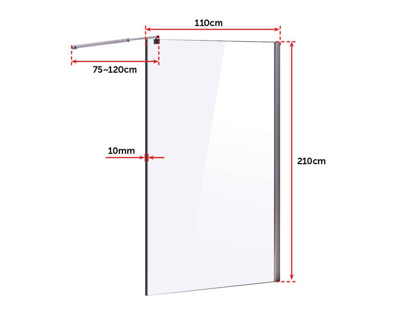 1100 x 2100mm Frameless 10mm Safety Glass Shower Screen