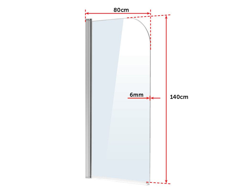 180&deg; Pivot Door 6mm Safety Glass Bath Shower Screen 800x1400mm By Della Francesca