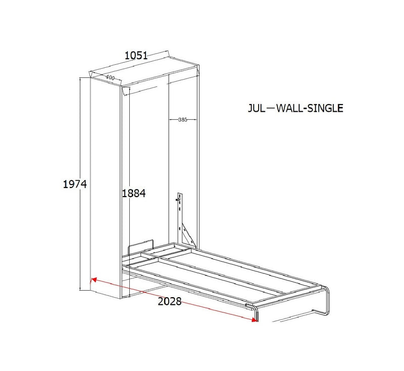 Palermo Single Size Wall Bed