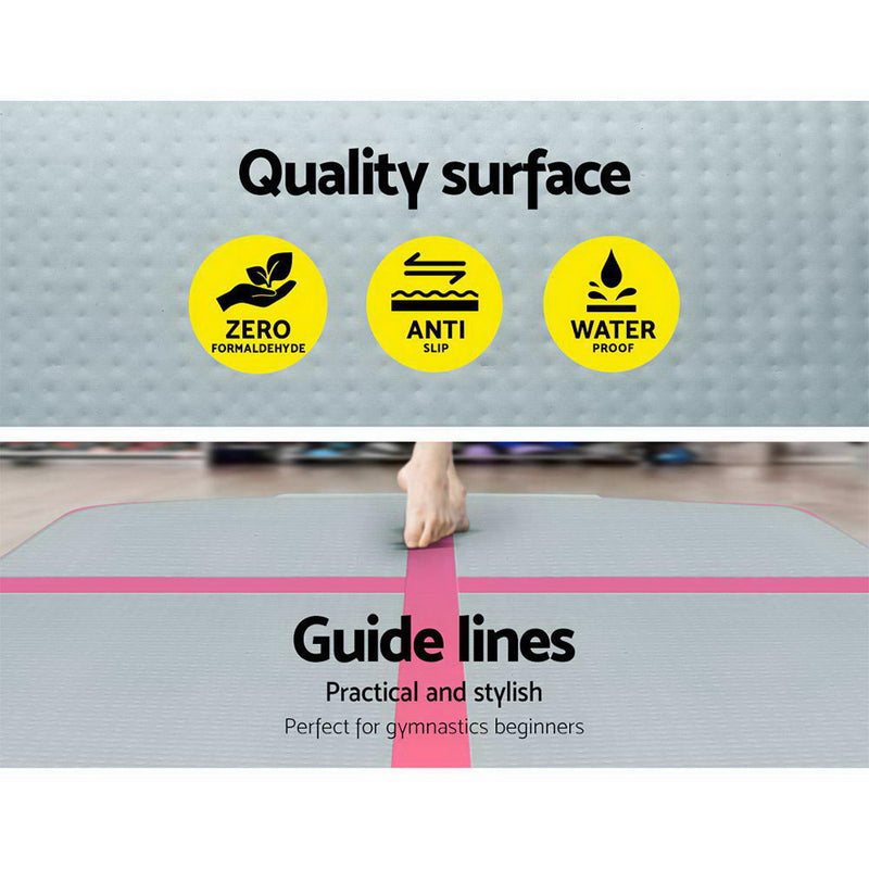 Everfit 3m x 1m Air Track Mat Gymnastic Tumbling Pink and Grey