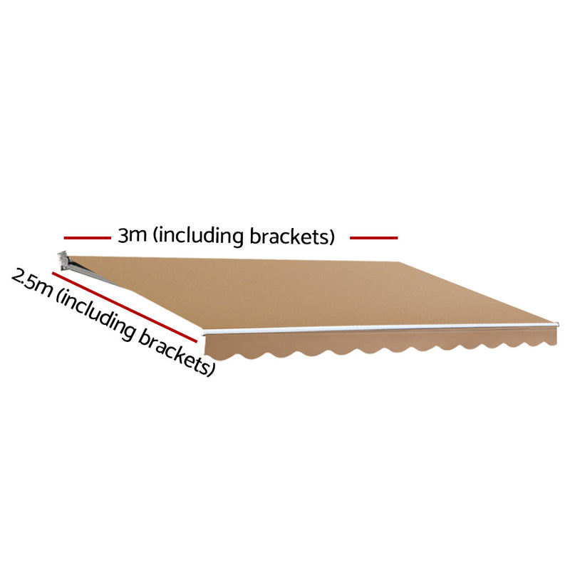 3M x 2.5M Outdoor Folding Arm Awning - Beige