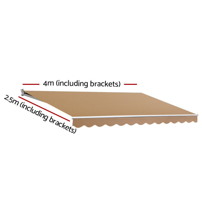 4M x 2.5M Outdoor Folding Arm Awning - Beige