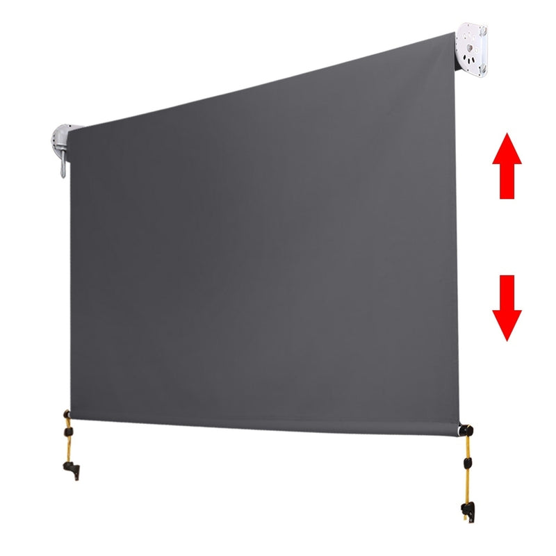 1.8m x 2.5m Retractable Roll Down Awning - Grey