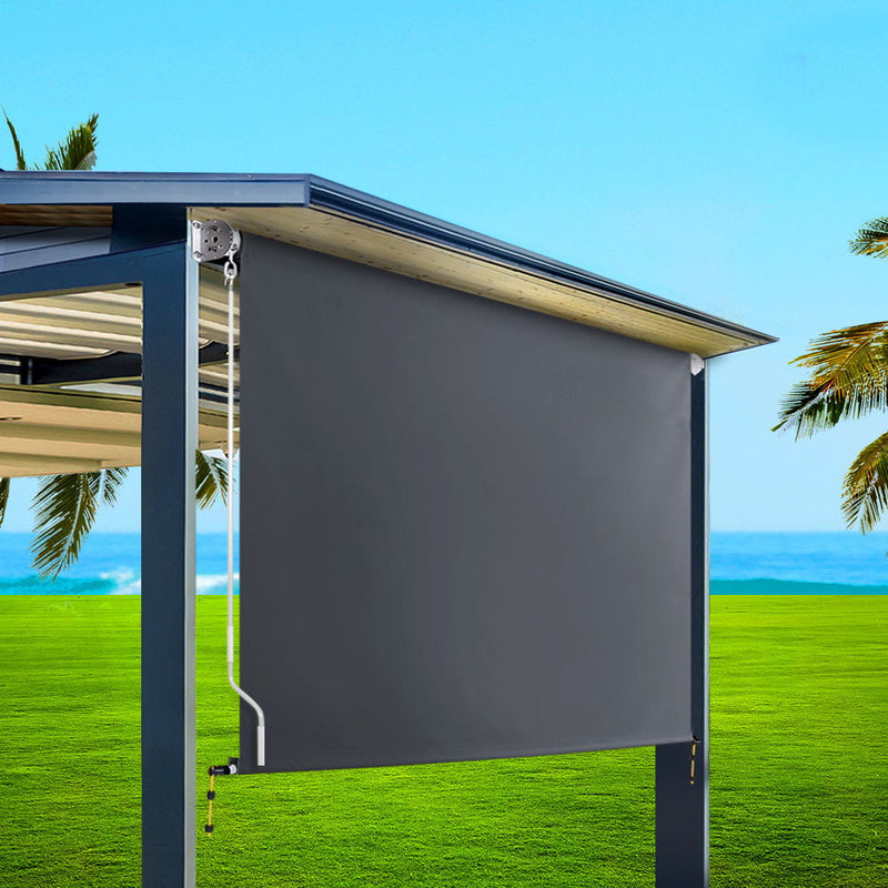 1.8m x 2.5m Retractable Roll Down Awning - Grey