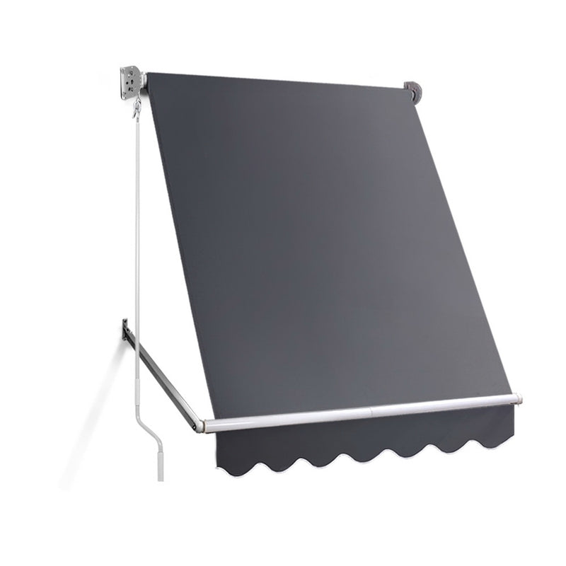 1.5m x 2.1m Retractable Fixed Pivot Arm Awning - Grey