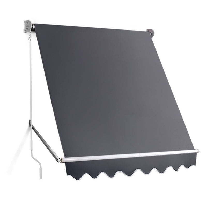 1.8m x 2.1m Retractable Fixed Pivot Arm Awning - Grey