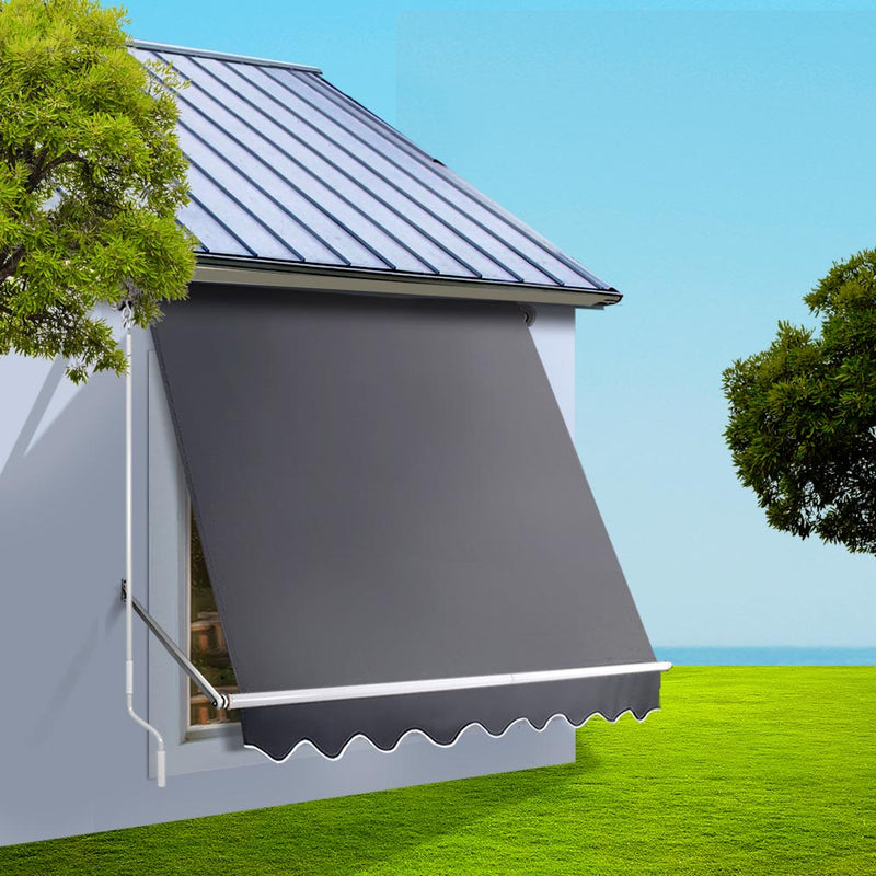 2.1m x 2.1m Retractable Fixed Pivot Arm Awning - Grey