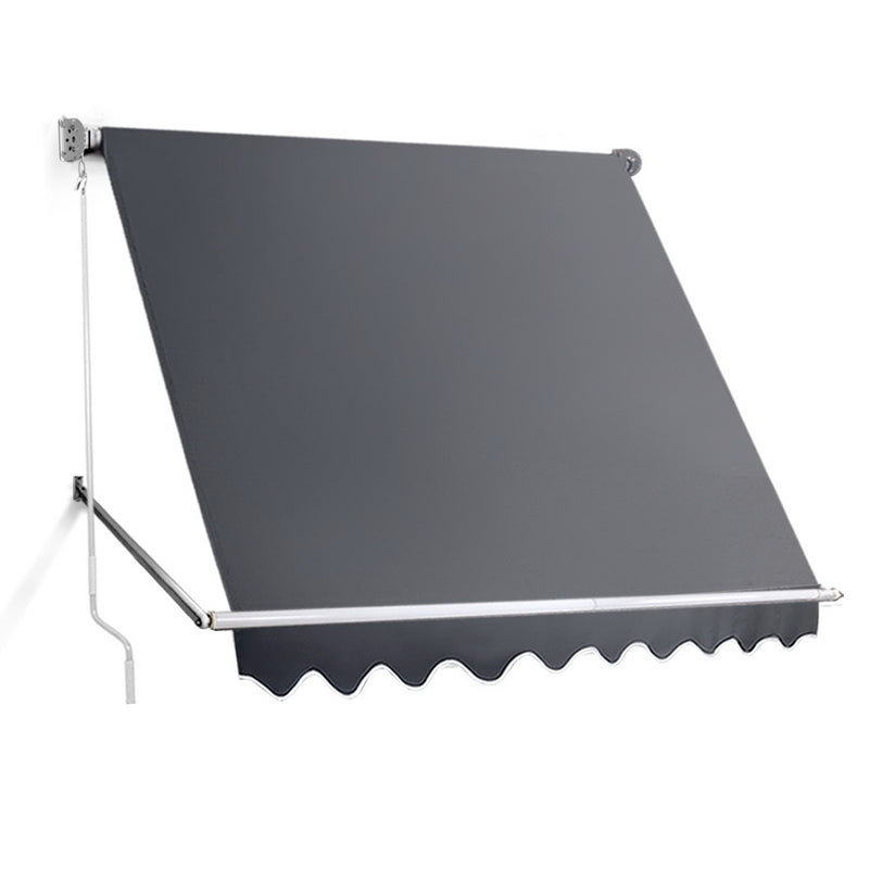 2.4m x 2.1m Retractable Fixed Pivot Arm Awning - Grey