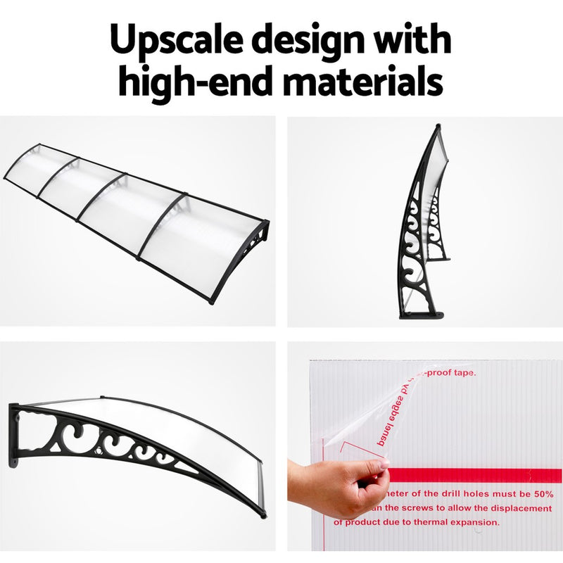 Window Door Awning Door Canopy Patio UV Sun Shield WHITE 1mx4m DIY