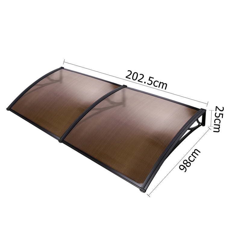 DIY Window Door Awning Shade 1 x 2m - Brown