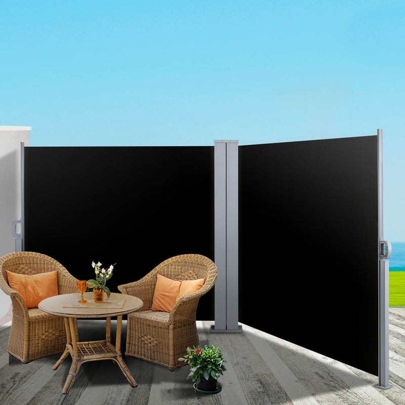 1.8X6M Retractable Side Awning Garden Patio Shade Screen Panel Black