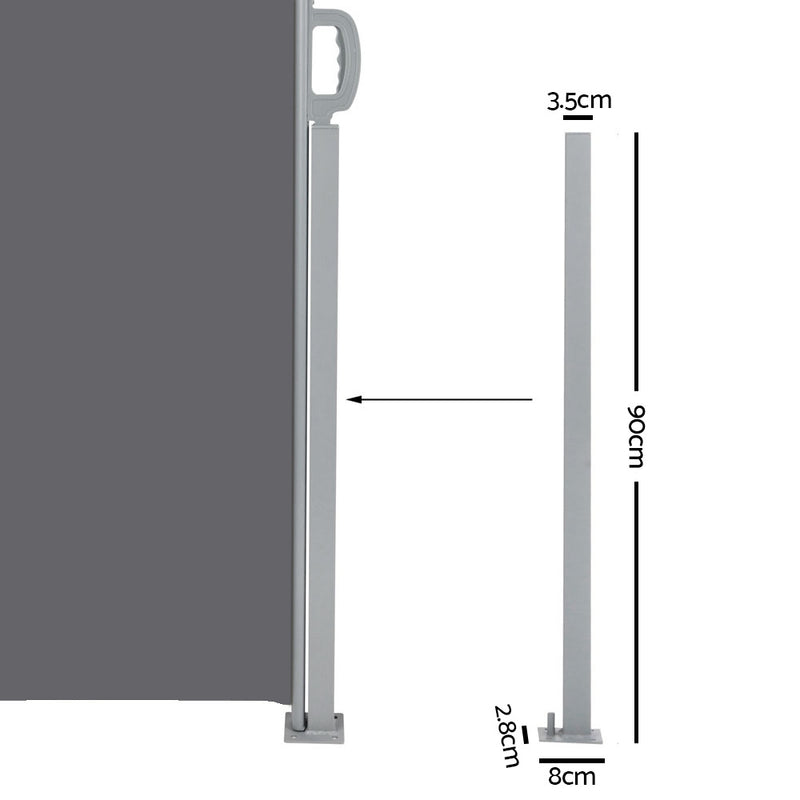 1.8X6M Retractable Side Awning Garden Patio Shade Screen Panel Grey