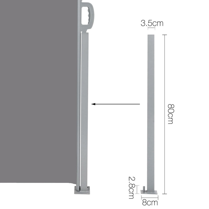 Retractable Side Awning Shade 1.8 x 3m - Grey