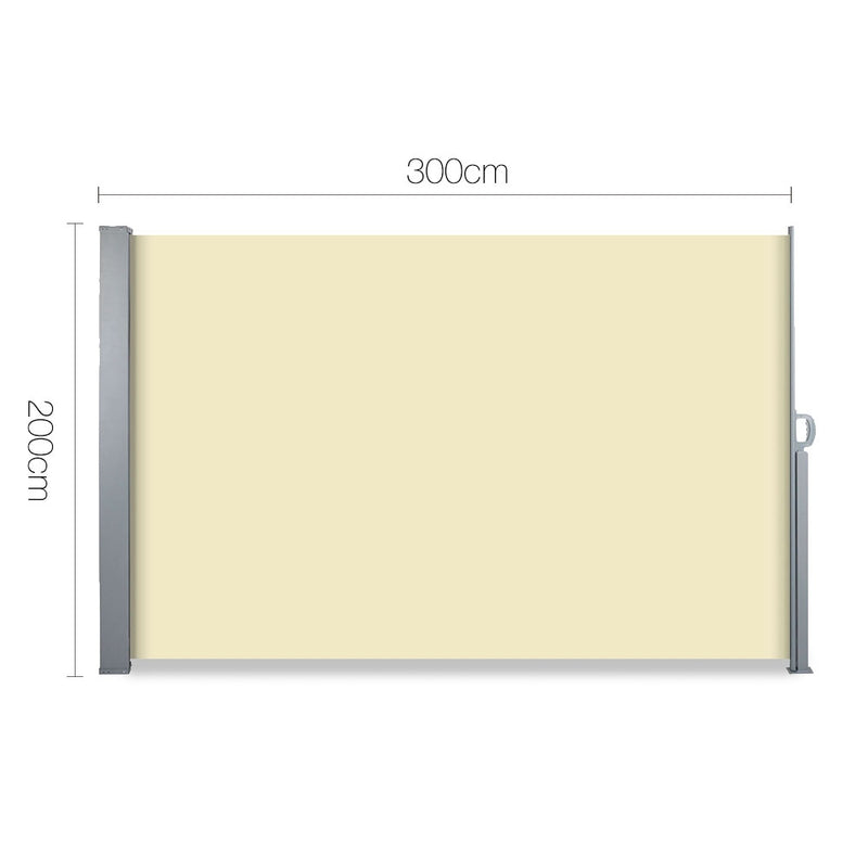 Retractable Side Awning Shade 2 x 3m - Beige