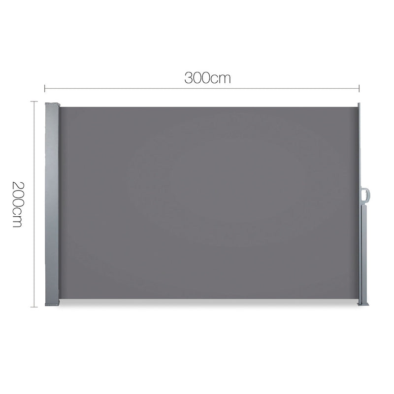 Retractable Side Awning Shade 2 x 3m - Grey