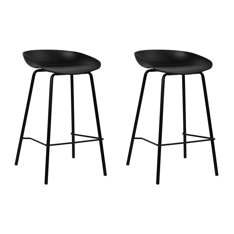 Set of 2 Metal Bar Stools - Black