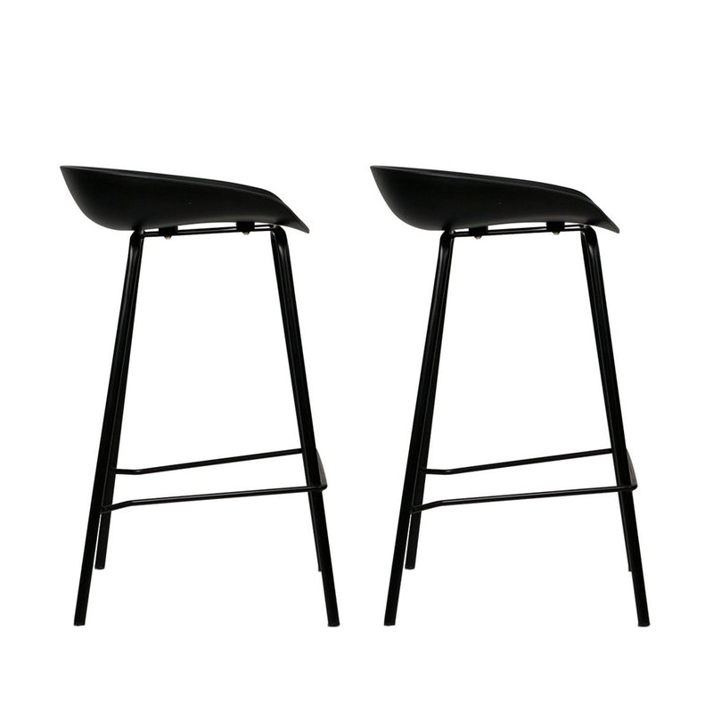 Set of 2 Metal Bar Stools - Black