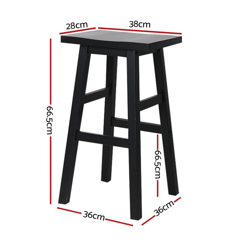 set of 4 Wooden Bar Stools Kitchen Bar Stool Chairs Barstools Black