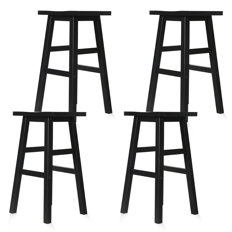 set of 4 Wooden Bar Stools Kitchen Bar Stool Chairs Barstools Black