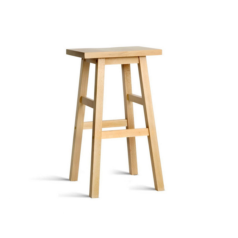 Set of 2 Wooden Backless Bar Stools - Natural