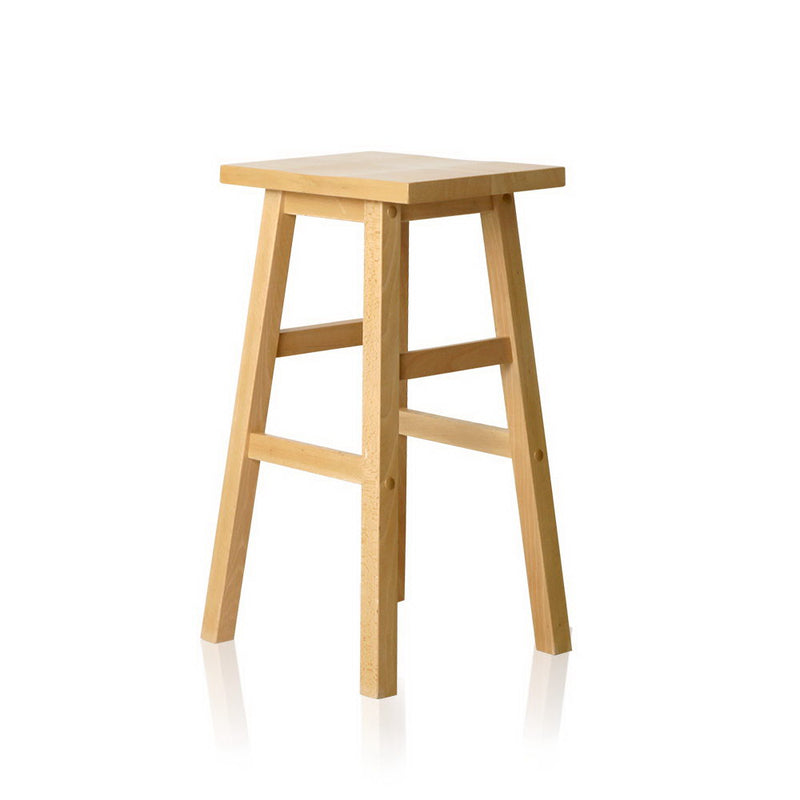 Set of 2 Wooden Backless Bar Stools - Natural