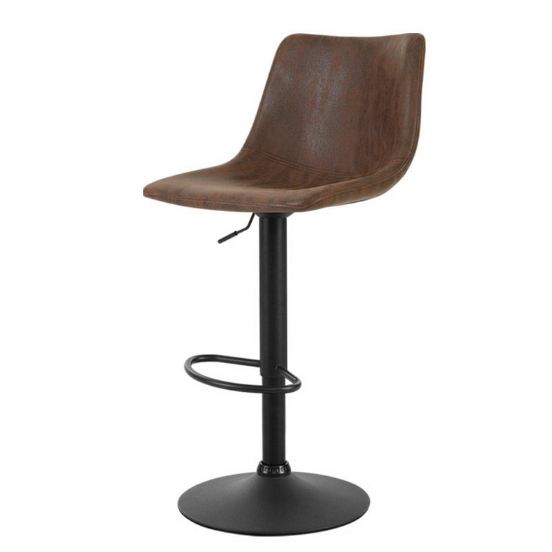 Set of 2 Kitchen Bar Stools Gas Lift Bar Stool Chairs Swivel Vintage PU Leather Brown Black Coated Legs