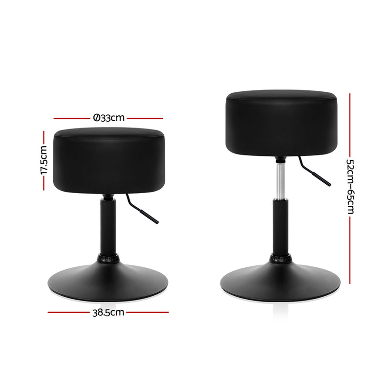 Set of 2 Kitchen Bar Stools Accent Chairs Gas Lift Stool Swivel Barstools PU Leather Black