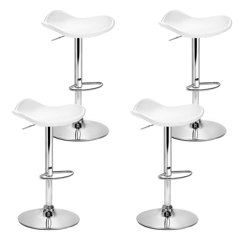 Set of 4 Kitchen Bar Stools Swivel Bar Stool PU Leather Gas Lift Chair White