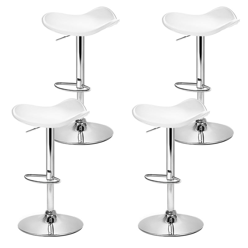 Set of 4 Kitchen Bar Stools Swivel Bar Stool PU Leather Gas Lift Chair White