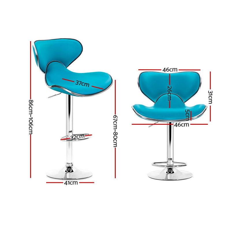 Set of 4 Kitchen Bar Stools Swivel Bar Stool PU Leather Gas Lift Chairs Teal