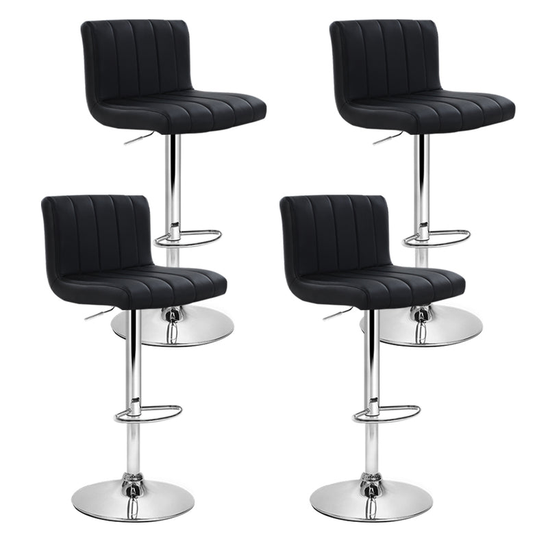 Set of 4 PU Leather Bar Stools Kitchen Chair Bar Stool Black Lana Gas Lift Swivel