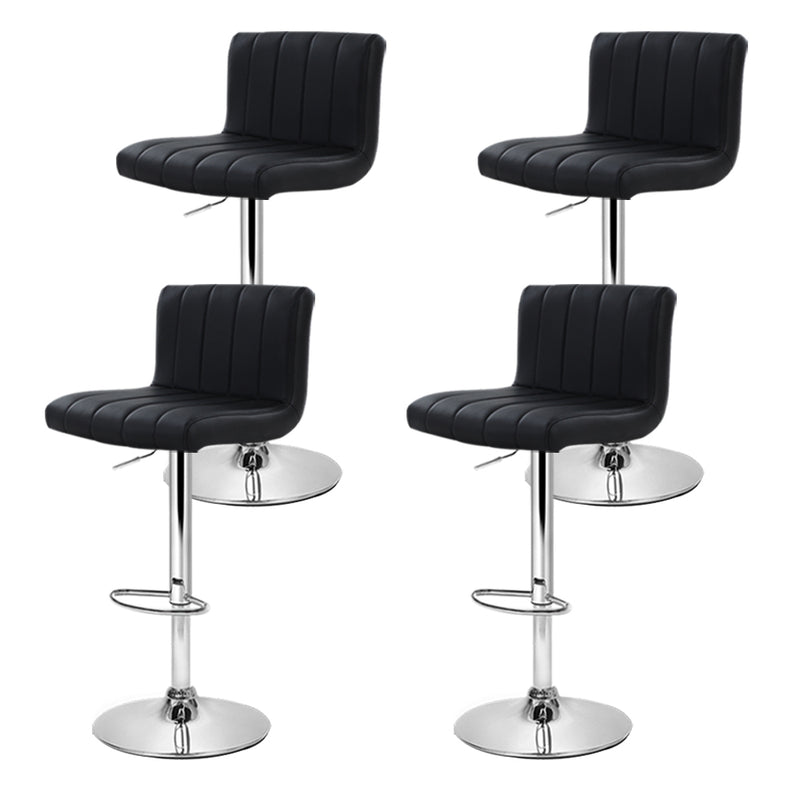 Set of 4 PU Leather Bar Stools Kitchen Chair Bar Stool Black Lana Gas Lift Swivel