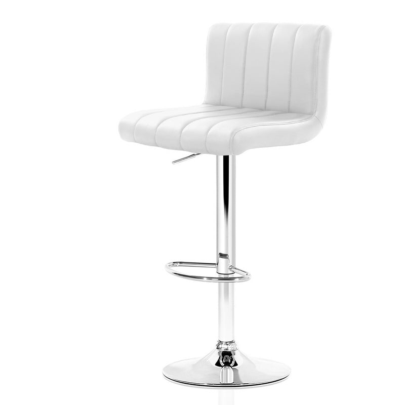 Set of 2 PU Leather Bar Stools Kitchen Chair Bar Stool White Como Gas Lift Swivel