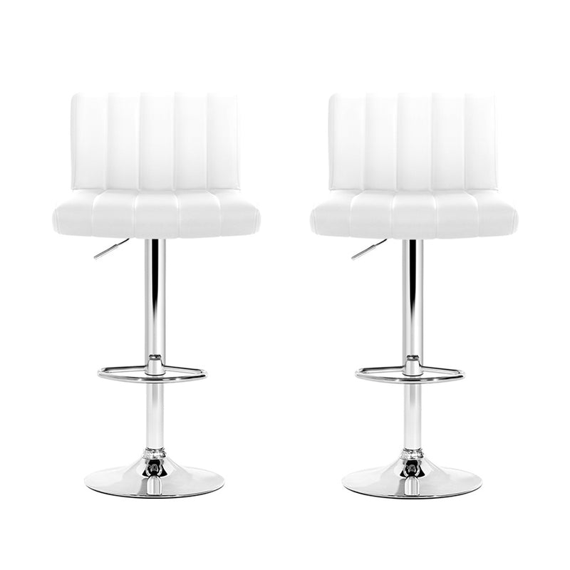 Set of 2 PU Leather Bar Stools Kitchen Chair Bar Stool White Como Gas Lift Swivel