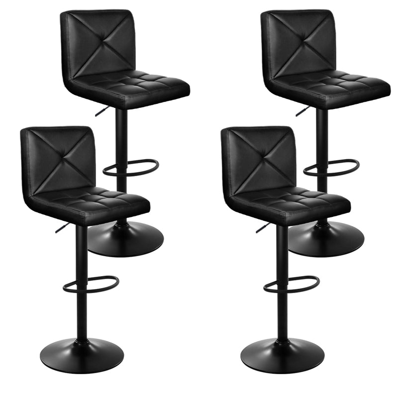 Set of 4 Bar Stools PU Leather Chrome Kitchen Cafe Bar Stool Chair Gas Lift Black