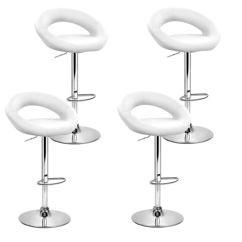 Set of 4 Bar Stools RIO Kitchen Swivel Bar Stool PU Leather Chairs Gas Lift White