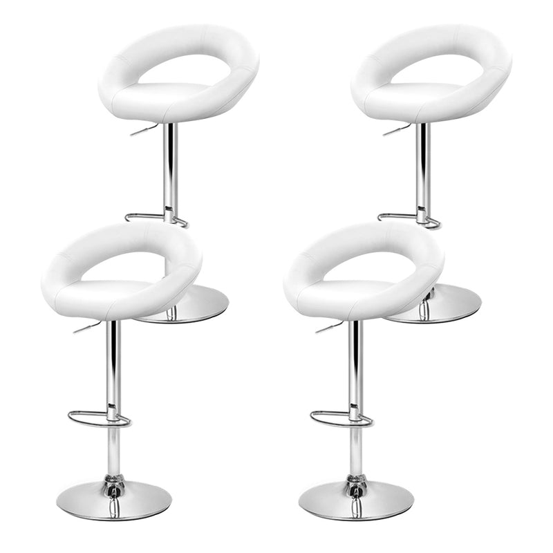 Set of 4 Bar Stools RIO Kitchen Swivel Bar Stool PU Leather Chairs Gas Lift White