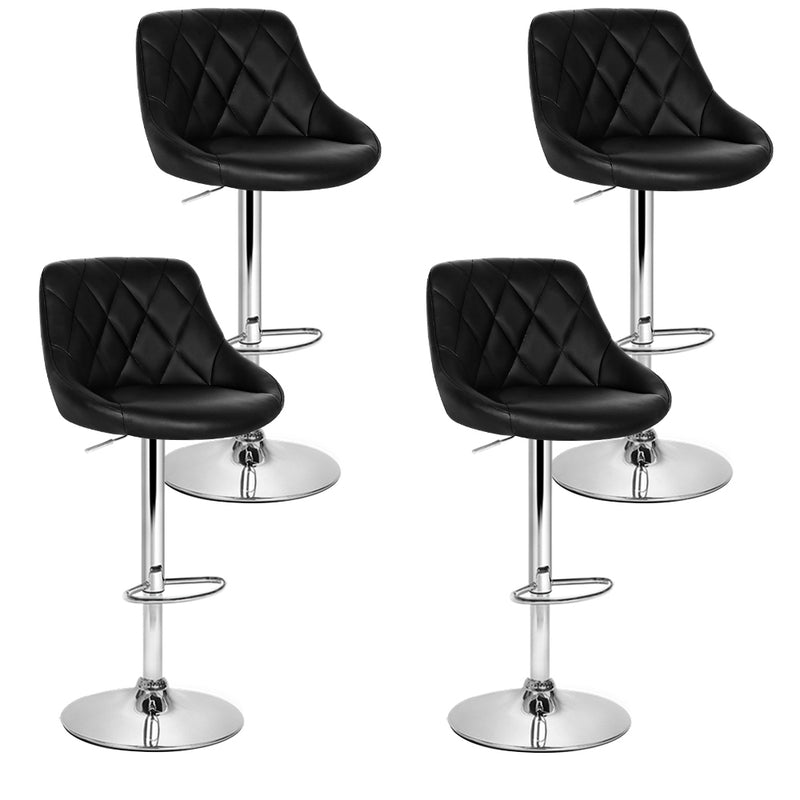 Set of 4 Kitchen Bar Stools Swivel Bar Stool PU Leather Gas Lift Chairs Black