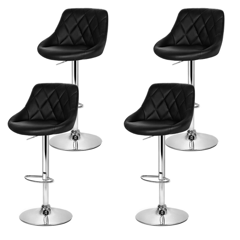 Set of 4 Kitchen Bar Stools Swivel Bar Stool PU Leather Gas Lift Chairs Black