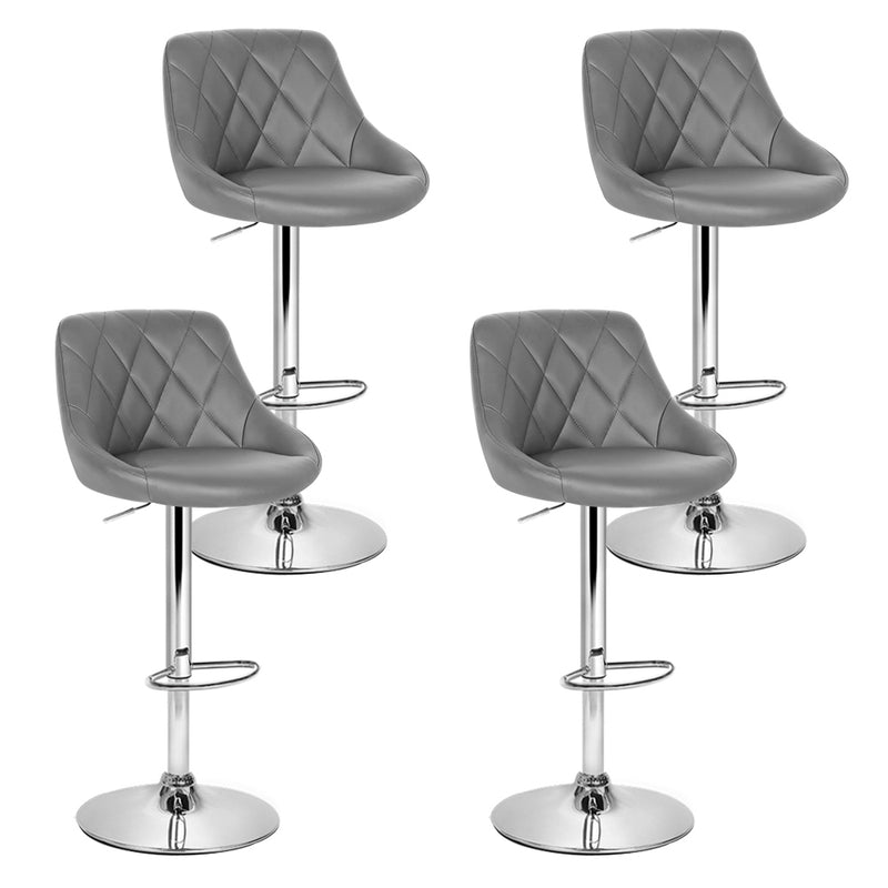 Set of 4 Kitchen Bar Stools Swivel Bar Stool PU Leather Gas Lift Chairs Grey