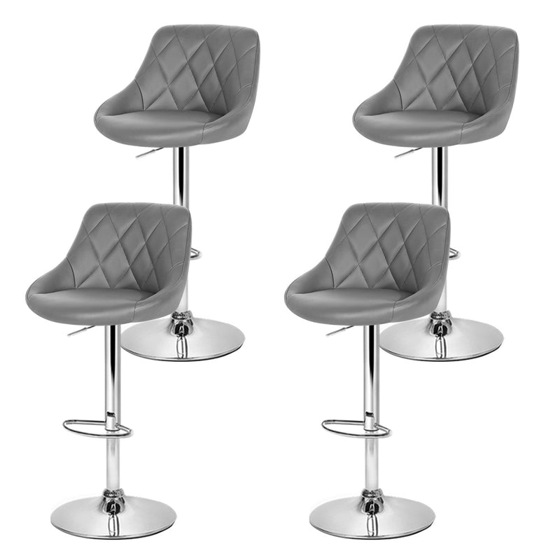 Set of 4 Kitchen Bar Stools Swivel Bar Stool PU Leather Gas Lift Chairs Grey