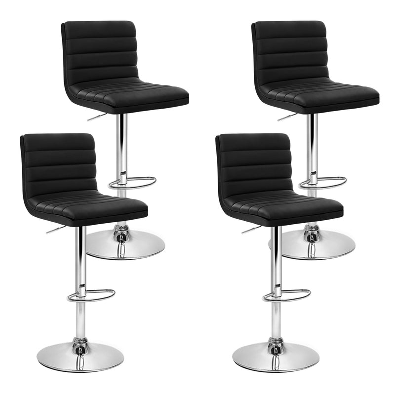 Set of 4 PU Leather Bar Stools ARNE Swivel Bar Stool Kitchen Chairs Black Gas Lift