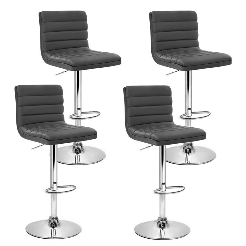 Set of 4 PU Leather Bar Stools Swivel Bar Stool Kitchen Chairs Gas Lift Grey