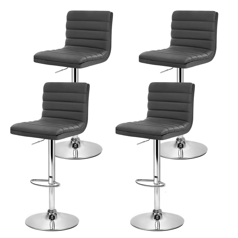 Set of 4 PU Leather Bar Stools Swivel Bar Stool Kitchen Chairs Gas Lift Grey