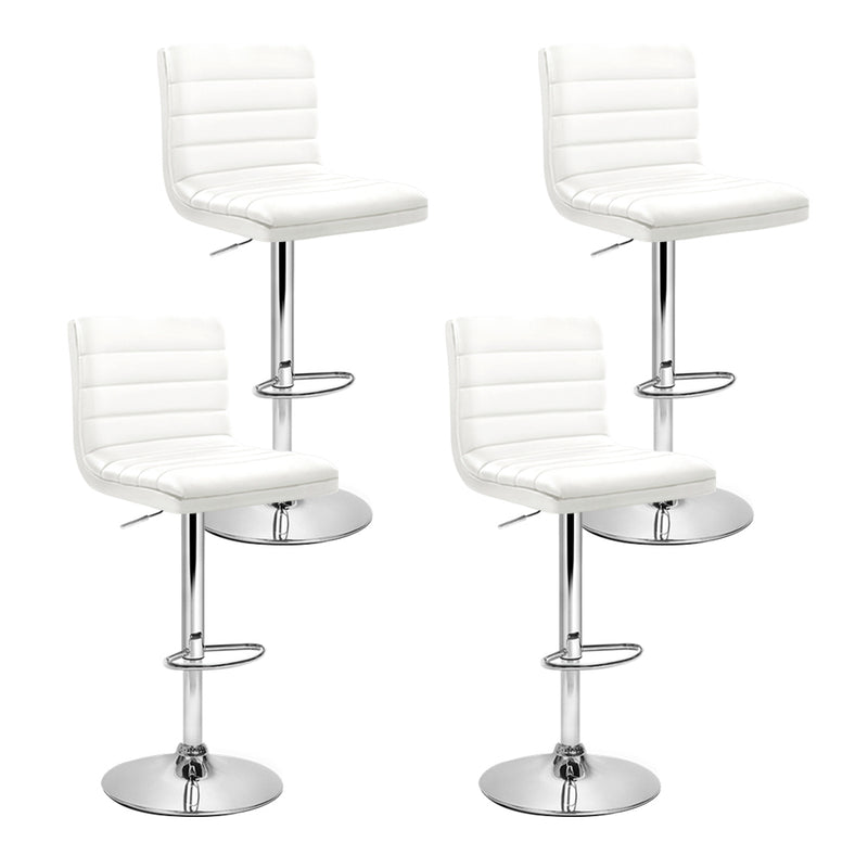 Set of 4 PU Leather Bar Stools ARNE Swivel Bar Stool Kitchen Chairs White Gas Lift