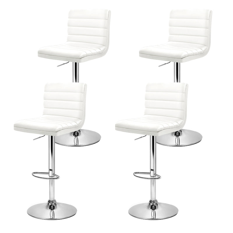 Set of 4 PU Leather Bar Stools ARNE Swivel Bar Stool Kitchen Chairs White Gas Lift