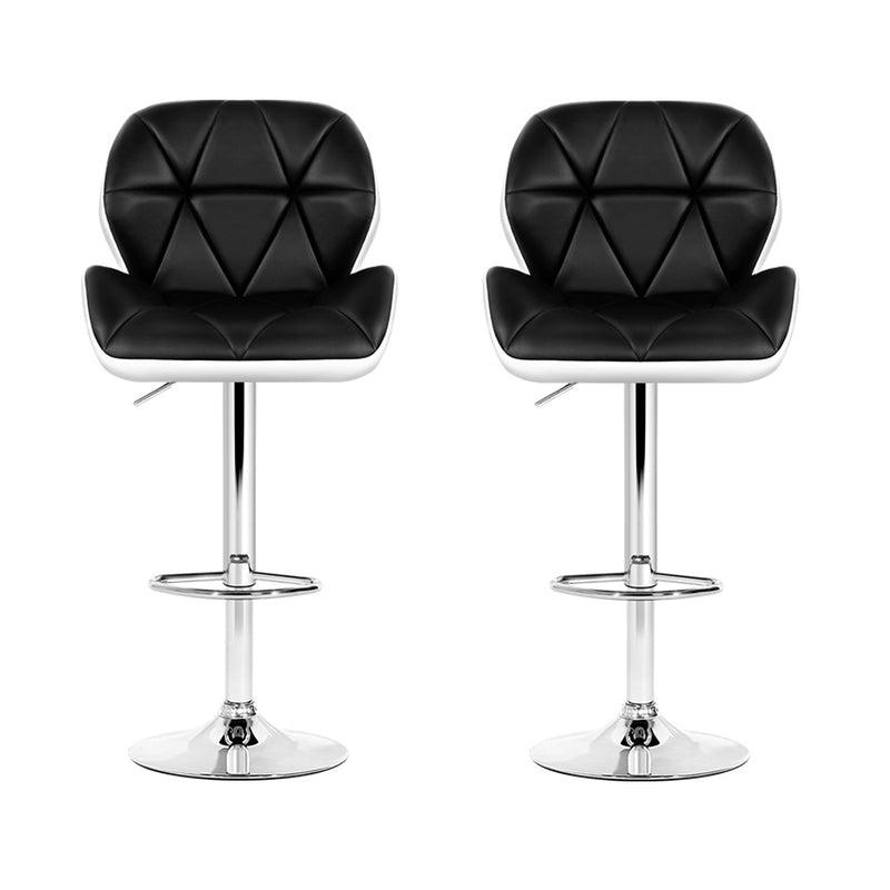 Set of 2 Kitchen Bar Stools Swivel Bar Stool Chairs PU Leather Gas Lift Black